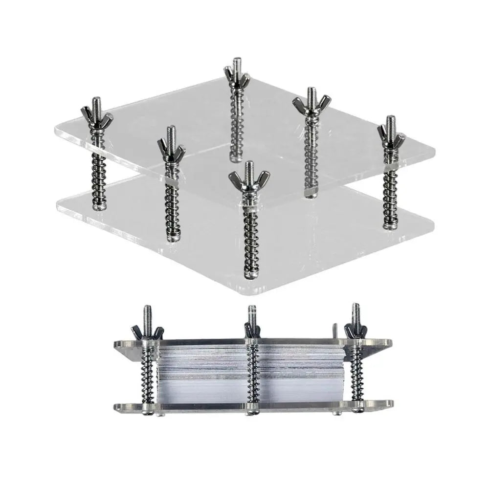Card straightening press with a card inserted