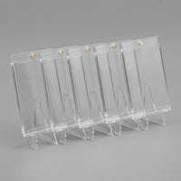 Five 35PT magnetic card holders fanned out with five clear display stands