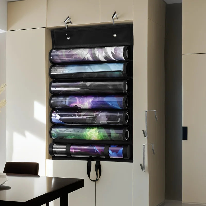 Hanging Playmat Tube Organizer | 7 or 13 Slots, Door Hooks | Fits Standard Playmat Tubes - Slabworks 7