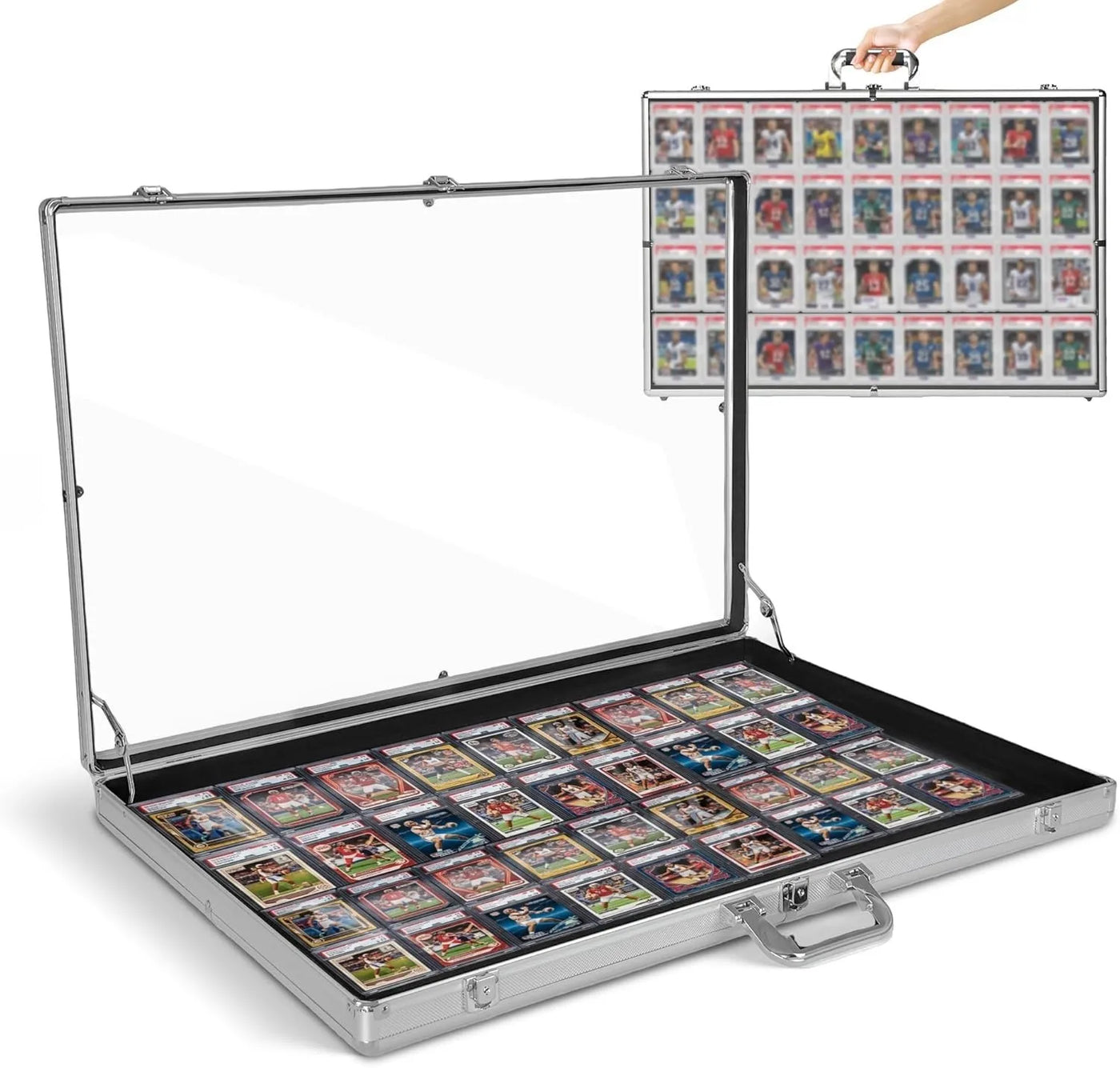 Portable Card Show Display Case | Lockable, Aluminum & Glass | Fits PSA, BGS, CGC Slabs - Slabworks 1