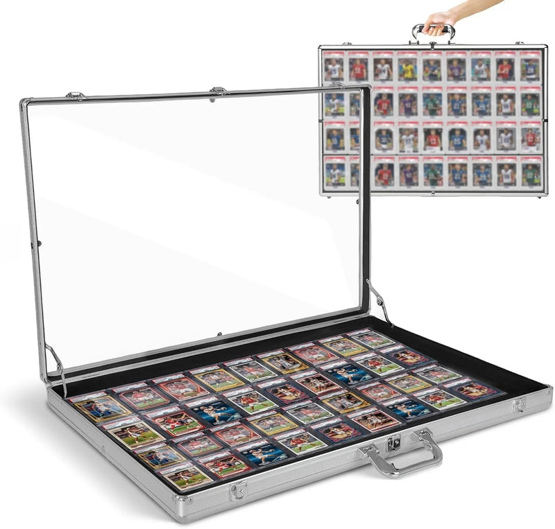 Portable Card Show Display Case | Lockable, Aluminum & Glass | Fits PSA, BGS, CGC Slabs - Slabworks 1