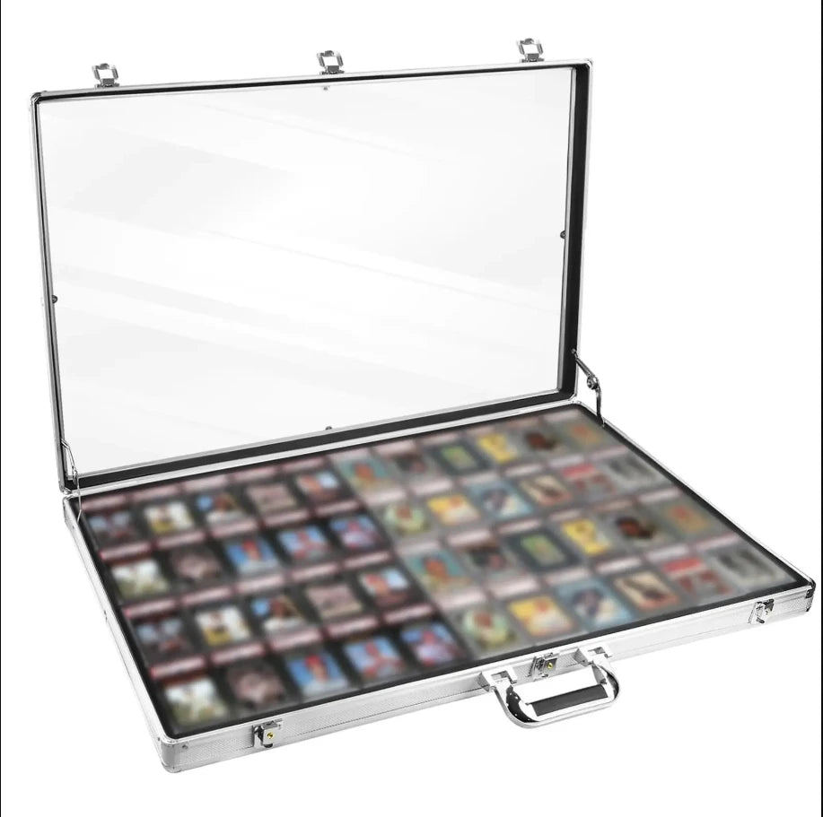 Portable Card Show Display Case | Lockable, Aluminum & Glass | Fits PSA, BGS, CGC Slabs - Slabworks 4