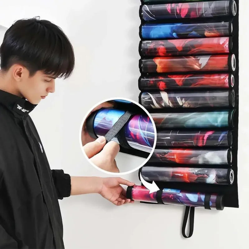 Hanging Playmat Tube Organizer | 7 or 13 Slots, Door Hooks | Fits Standard Playmat Tubes - Slabworks 4
