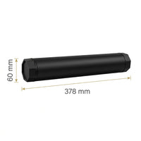 Playmat storage tube dimension diagram, 60 mm diameter by 378 mm long
