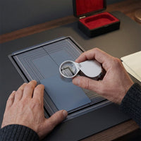 Card Grading Centering Tool Kit — inspecting with the loupe