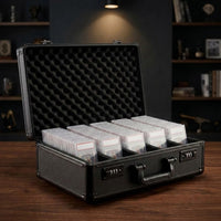162 slab version of the graded card travel case, open, showing five foam rows of graded slabs